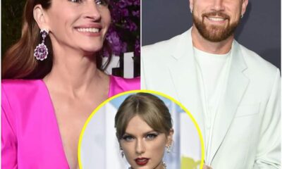 Taylor Swift reacts to Julia Roberts’ “BREAST GROPING” of Travis Kelce, causing a fierce debate among fans of both sides.